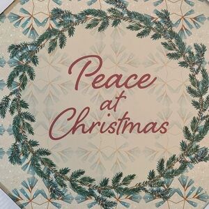 NWT “peace at christmas”  Christmas decor wall sign square holidays